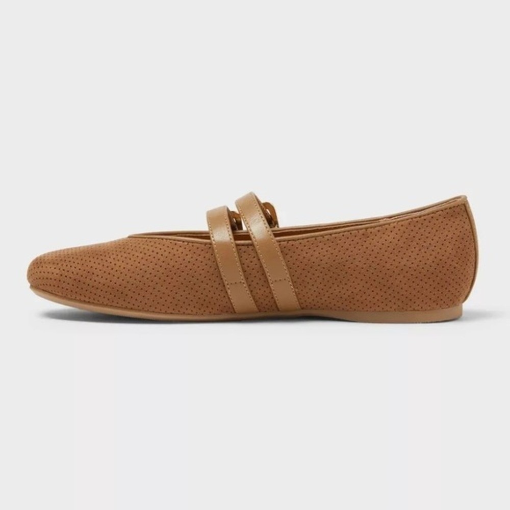 Universal Thread Tan Double-Strap Perforated Ballet Flat - Picture 7 of 8